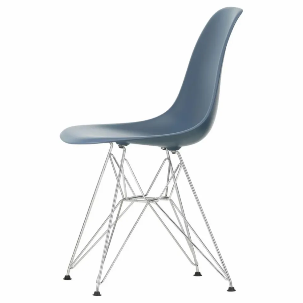Chaise DSR Plastic - piètement Chromé - Charles & Ray Eames | Bleu de mer