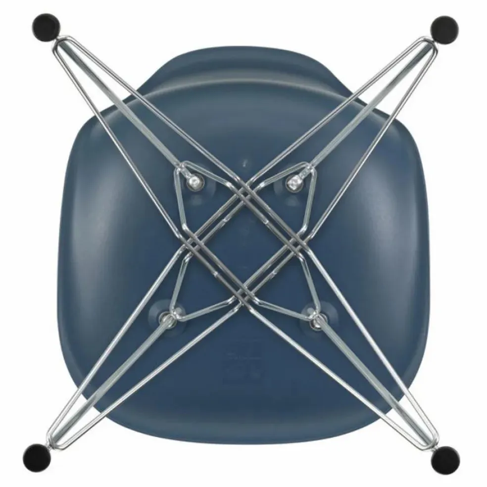 Chaise DSR Plastic - piètement Chromé - Charles & Ray Eames | Bleu de mer
