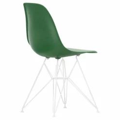 Chaise DSR Plastic - piètement blanc epoxy - Charles & Ray Eames | Vert émeraude