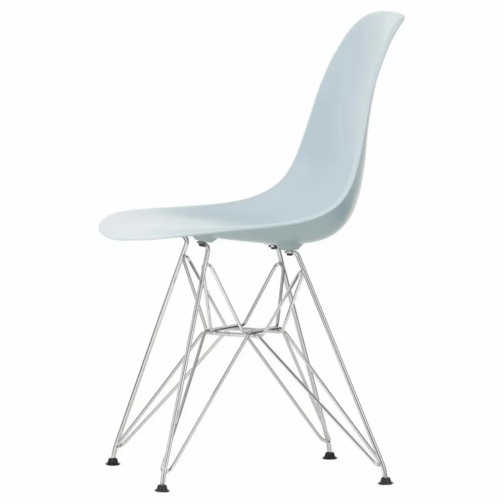 Chaise DSR Plastic - piètement Chromé - Charles & Ray Eames | Gris bleuté