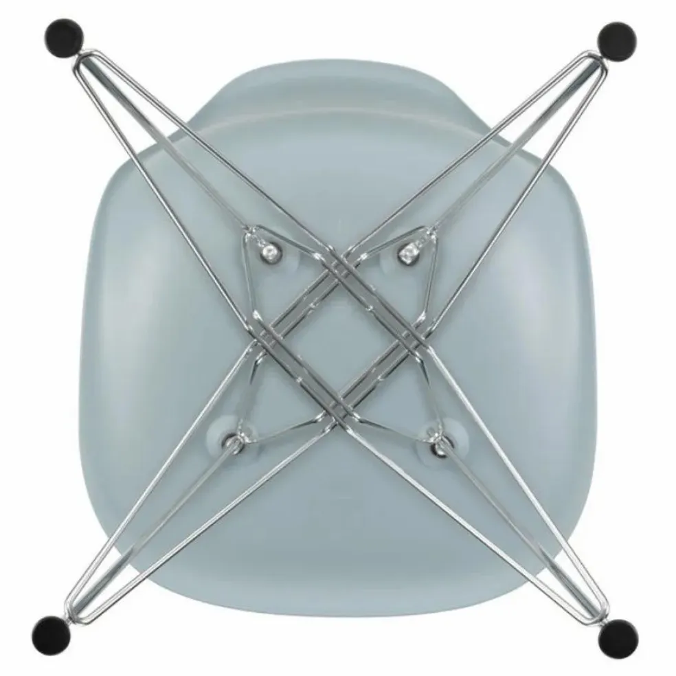 Chaise DSR Plastic - piètement Chromé - Charles & Ray Eames | Gris bleuté