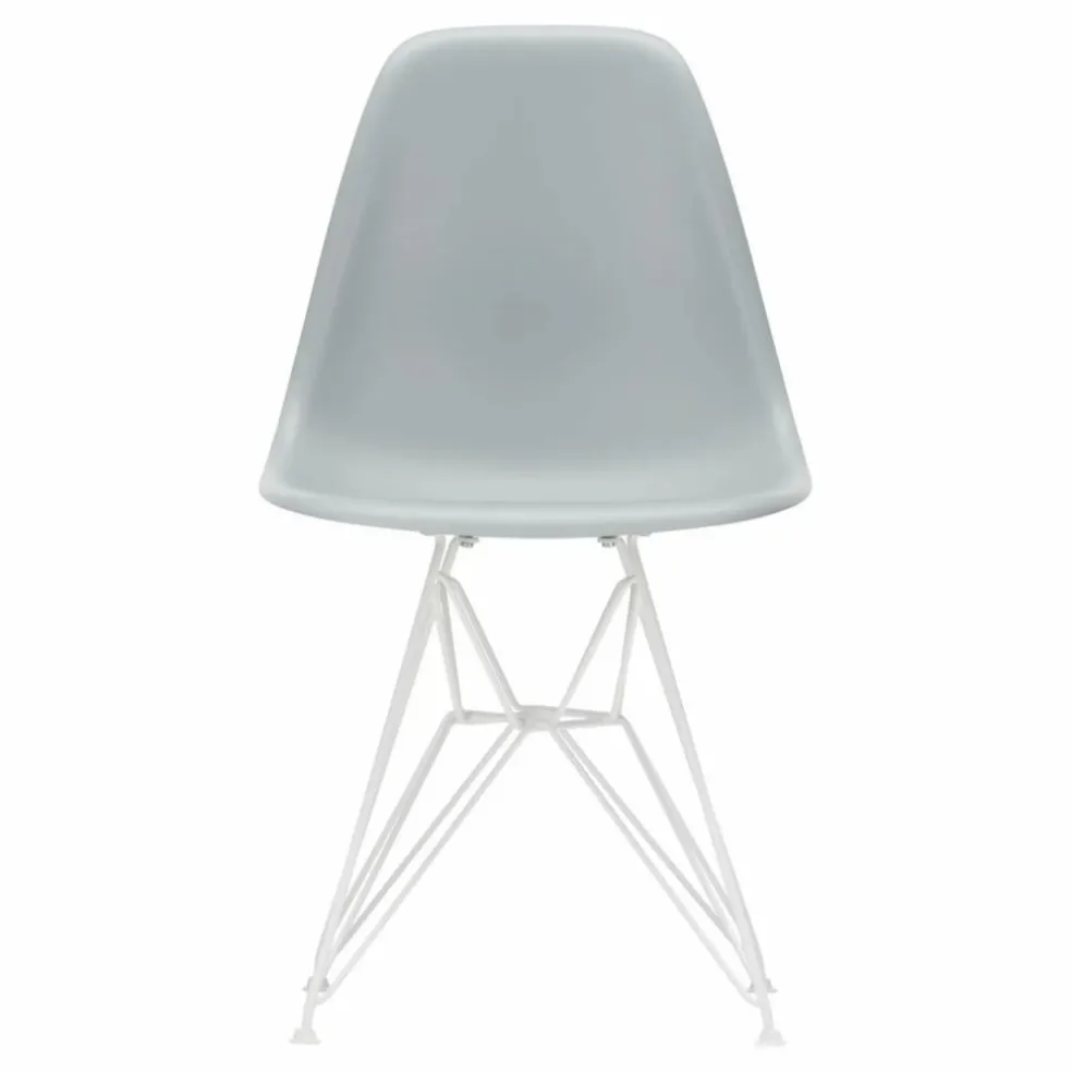 Chaise DSR Plastic - piètement blanc epoxy - Charles & Ray Eames | Gris clair