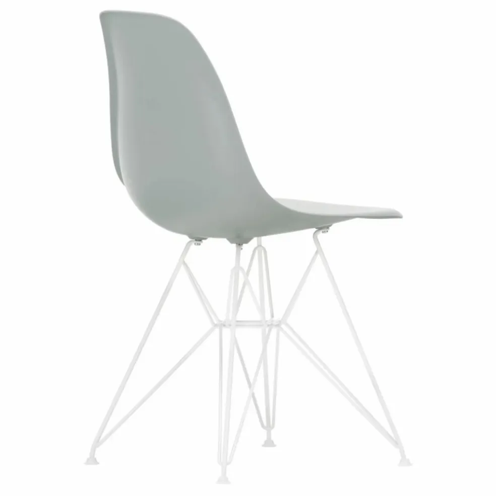 Chaise DSR Plastic - piètement blanc epoxy - Charles & Ray Eames | Gris clair