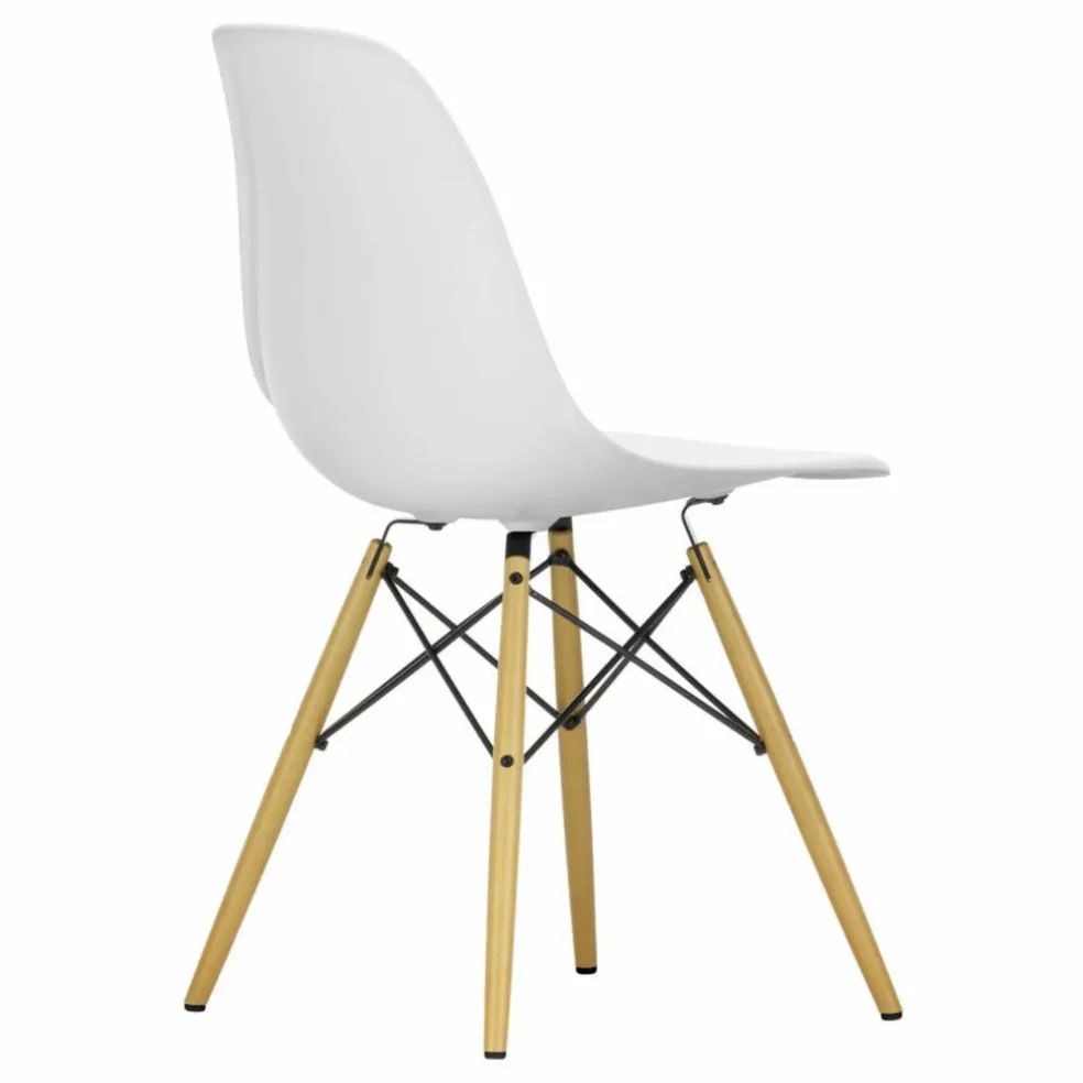 Chaise DSW plastic - piètement érable - Charles & Ray Eames | Blanc