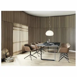 Chaise Fiber avec accoudoirs en cuir | Cognac
