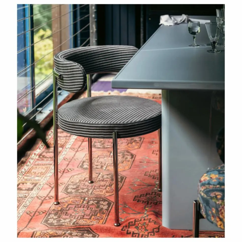 Chaise Libera en tissu rayé | Bleu nuit