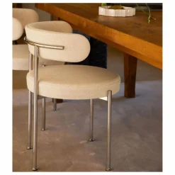 Chaise Libera en toile tissée | Beige
