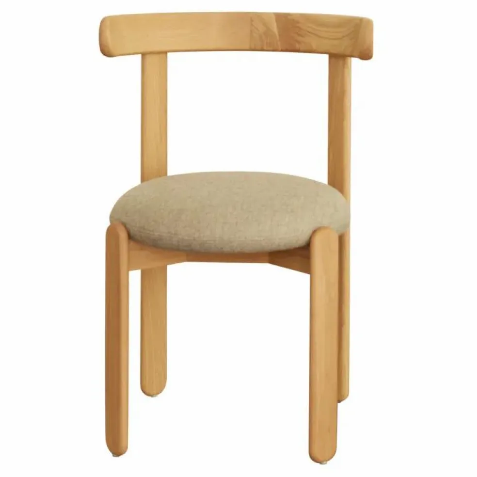 Chaise Lilas en bois, assise en lin | Crème