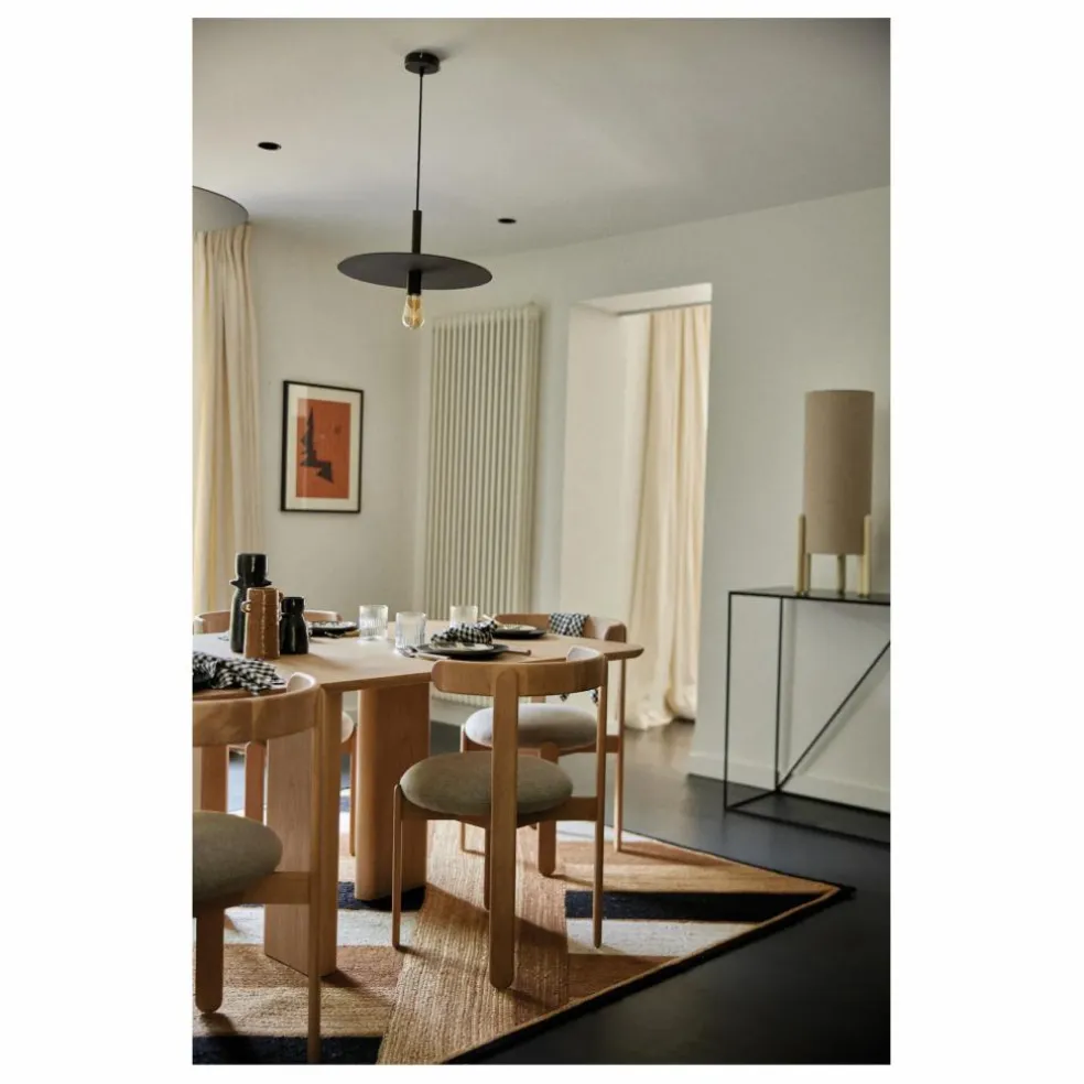 Chaise Lilas en bois, assise en lin | Crème