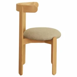 Chaise Lilas en bois, assise en lin | Crème