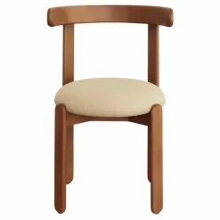 Chaise Lilas en bois, assise en lin | Blanc cassé