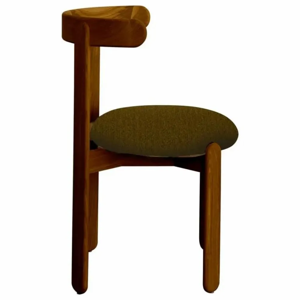 Chaise Lilas en bois finition Teck, assise en bouclette | Ambre