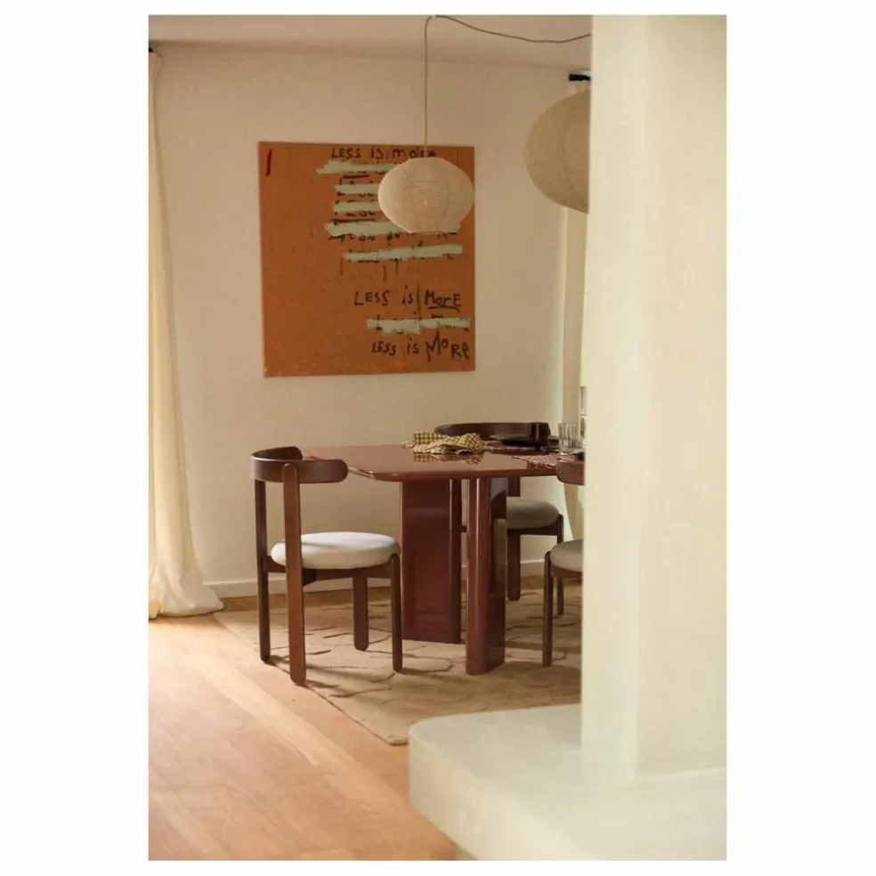 Chaise Lilas en bois finition Teck, assise en lin | Naturel