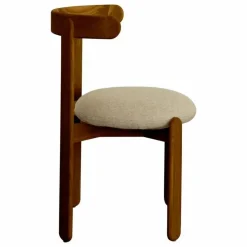 Chaise Lilas en bois finition Teck, assise en lin | Naturel
