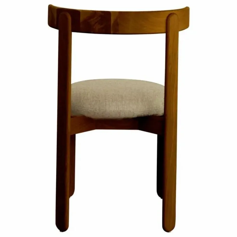 Chaise Lilas en bois finition Teck, assise en lin | Naturel