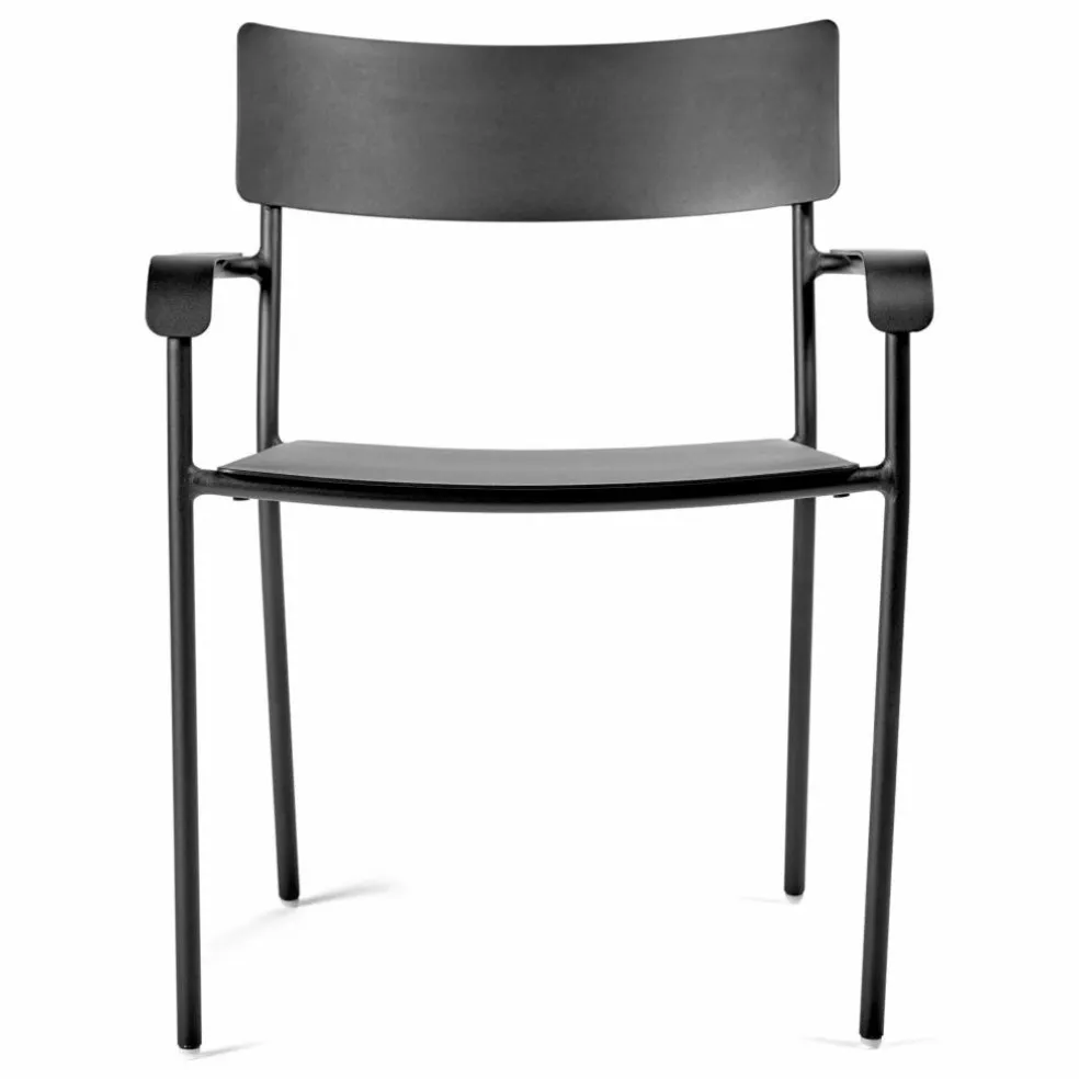 Chaise outdoor August avec accoudoirs | Noir