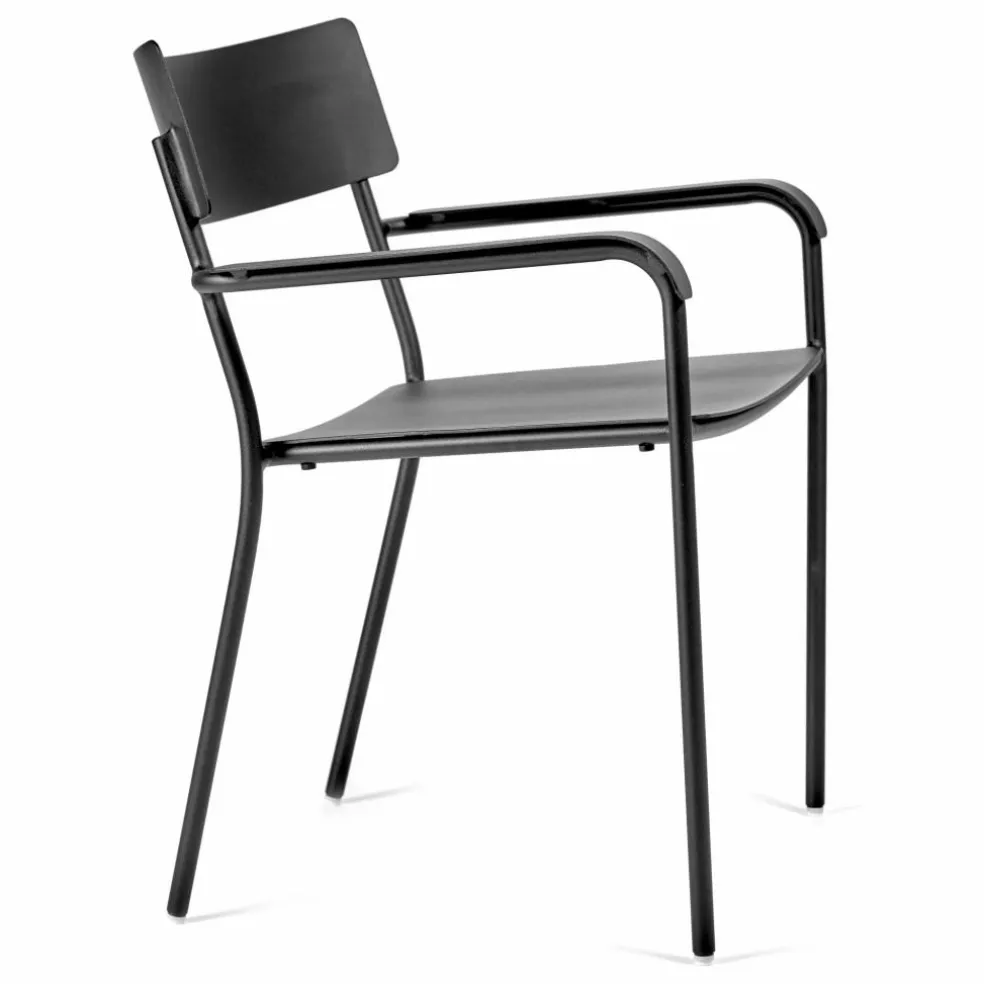 Chaise outdoor August avec accoudoirs | Noir