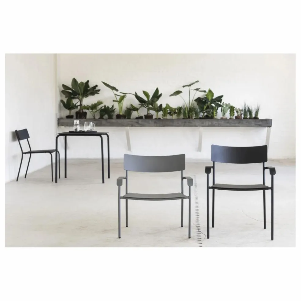 Chaise outdoor August avec accoudoirs | Noir