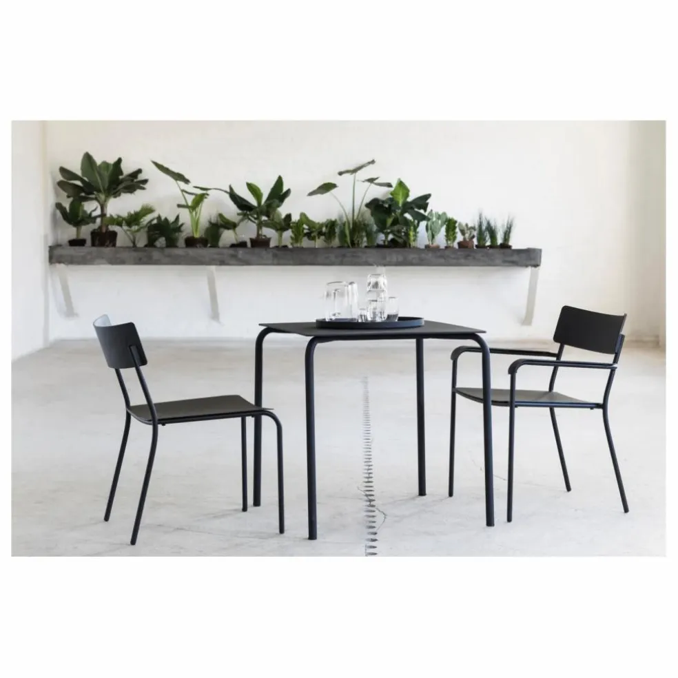Chaise outdoor August avec accoudoirs | Noir