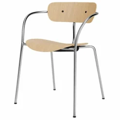 Chaise Pavilion AV2 avec accoudoirs, piètement chromé - Lot de 2 | Chêne