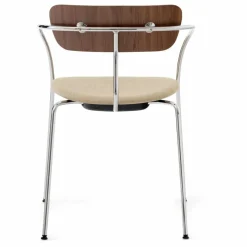 Chaise Pavilion AV4 avec accoudoirs, piètement chromé | Noyer