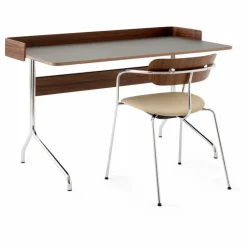 Chaise Pavilion AV4 avec accoudoirs, piètement chromé | Noyer