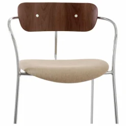 Chaise Pavilion AV4 avec accoudoirs, piètement chromé | Noyer