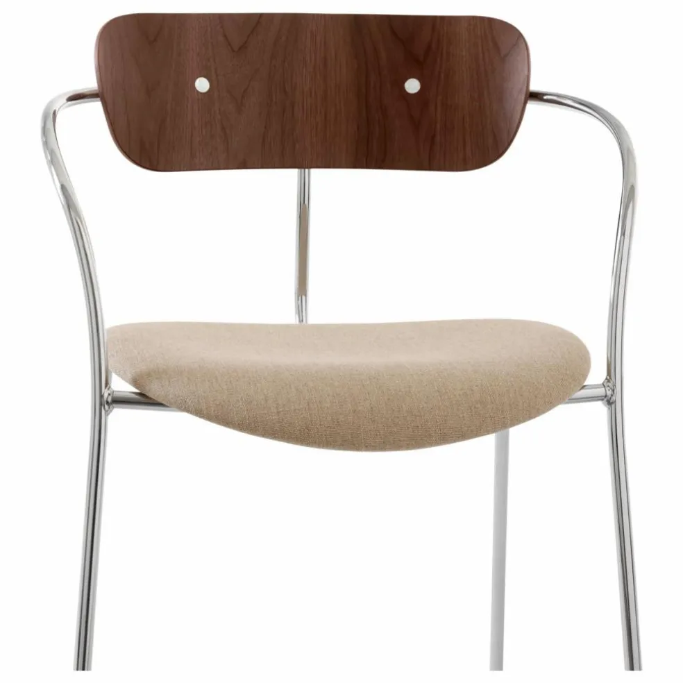 Chaise Pavilion AV4 avec accoudoirs, piètement chromé | Noyer