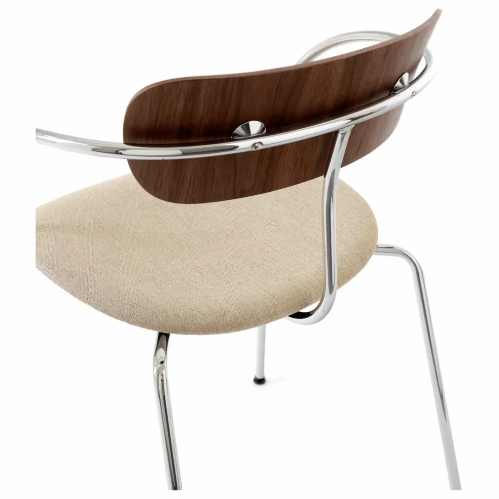 Chaise Pavilion AV4 avec accoudoirs, piètement chromé | Noyer