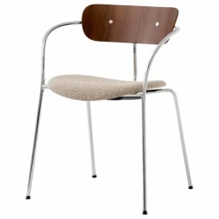 Chaise Pavilion avec accoudoirs AV4 piètement chromé | Beige