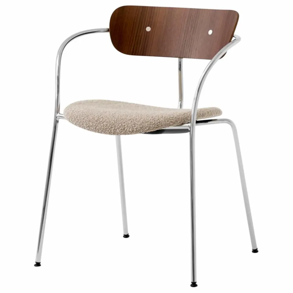 Chaise Pavilion avec accoudoirs AV4 piètement chromé | Beige