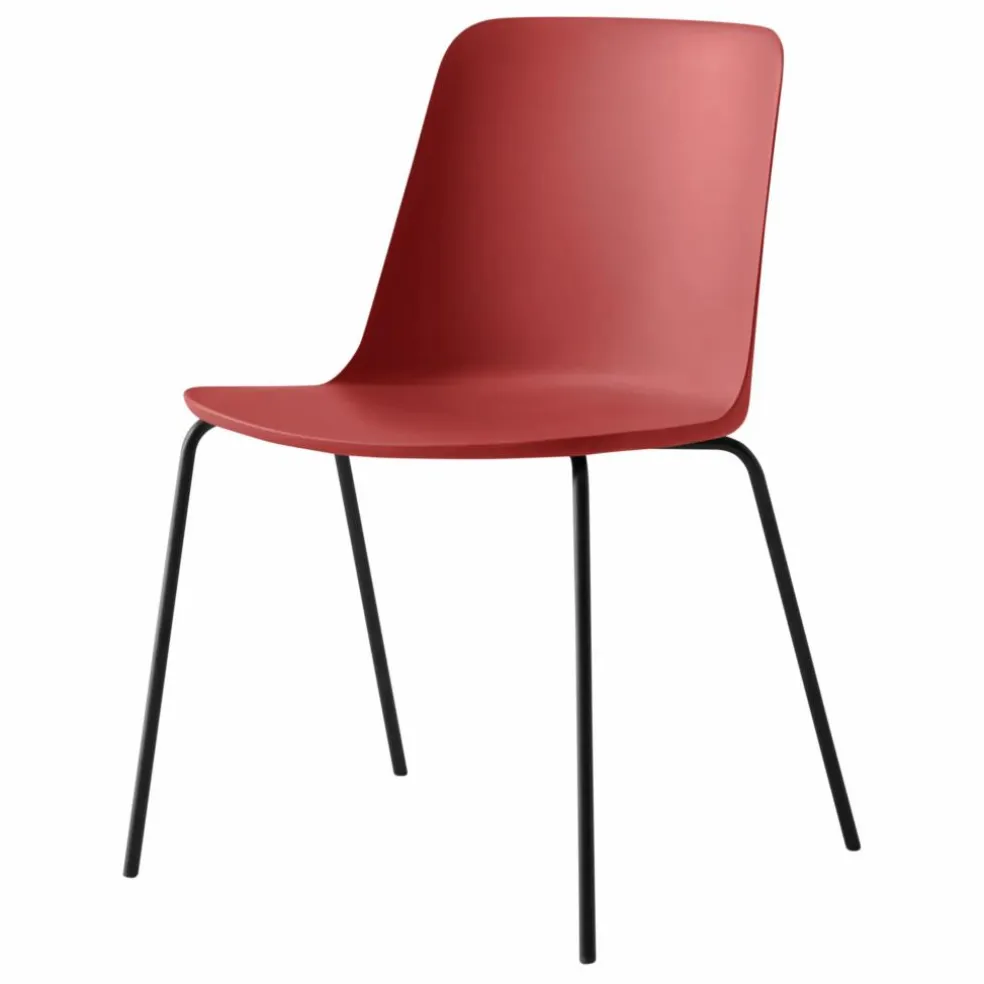 Chaise Rely HW65, piétement noir | Rouge vermillon