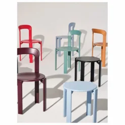 Chaise Rey en bois laqué - Bruno Rey | Aubergine