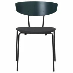 Chaise tapissée Herman en bois et métal | Vert foncé