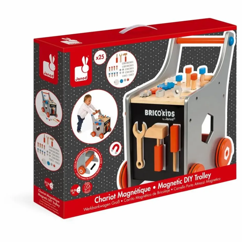 Chariot magnétique Brico'Kids en bois avec 25 accessoires