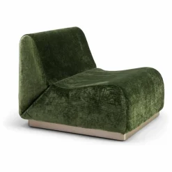 Chauffeuse modulable Rotondo velours côtelé brillant | Vert olive