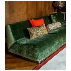 Chauffeuse modulable Rotondo velours côtelé brillant | Vert olive