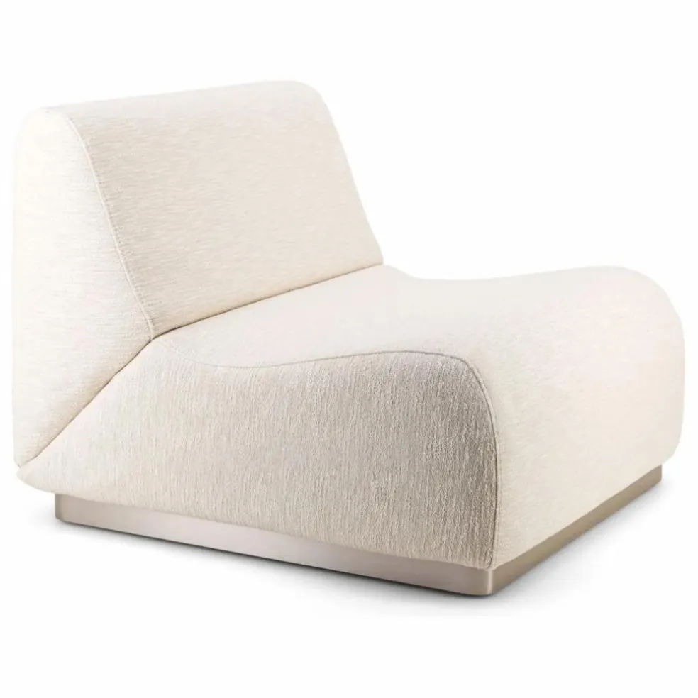 Chauffeuse modulable Rotondo en tissu tramé | Crème