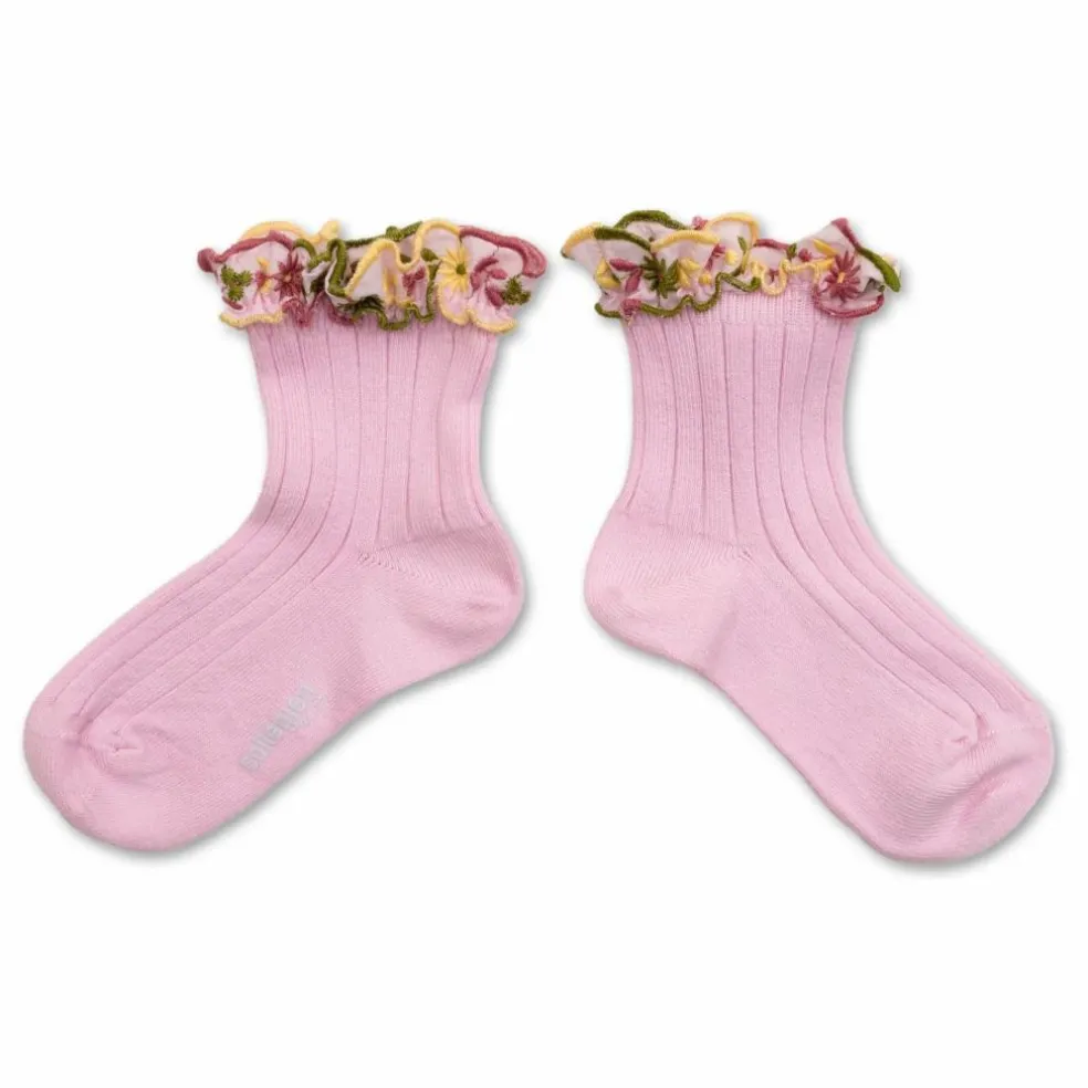 Chaussettes Anémone Fleuries | Rose tendre