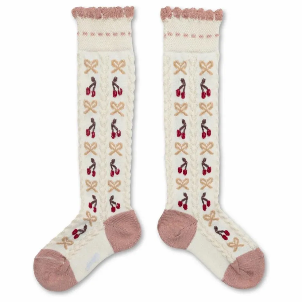Chaussettes Cerise Nœuds | Blanc cassé