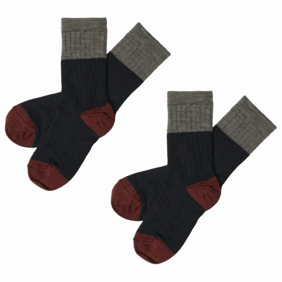 Chaussettes Colorblock Laine | Bleu marine