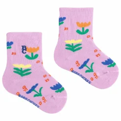 Chaussettes Fleurs Coton Bio | Lilas
