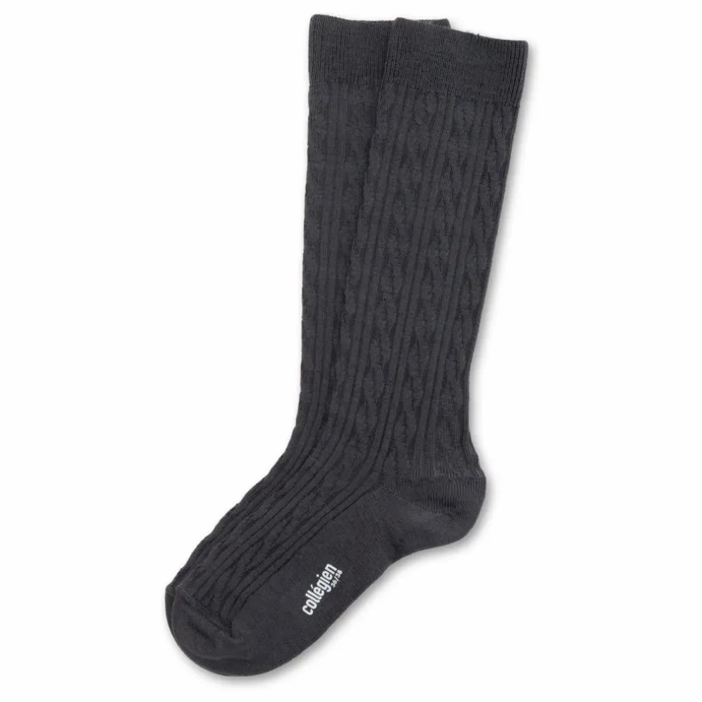 Chaussettes Hautes Alix Laine mérinos | Gris anthracite