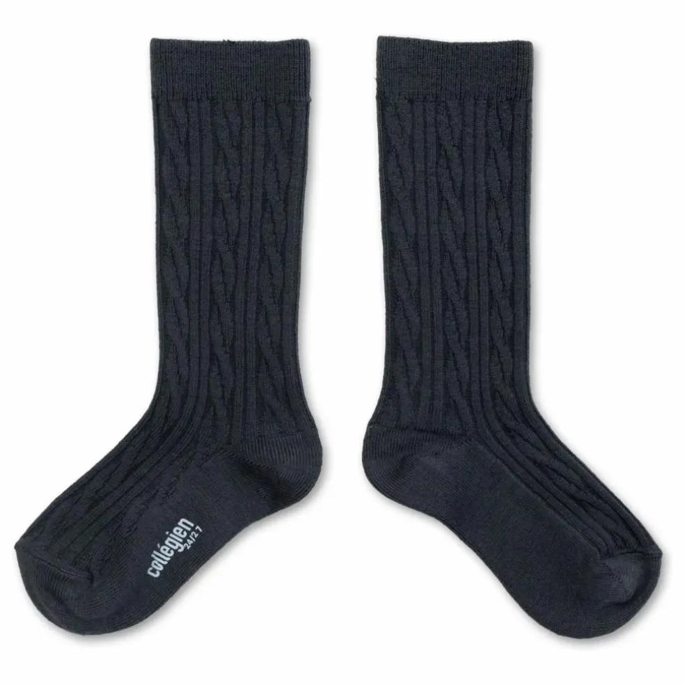 Chaussettes Hautes Alix Laine mérinos | Gris anthracite