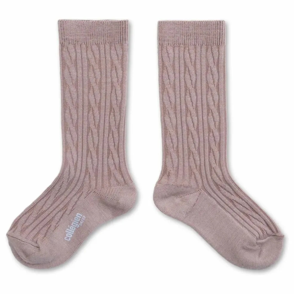 Chaussettes Hautes Alix Laine mérinos | Vieux Rose