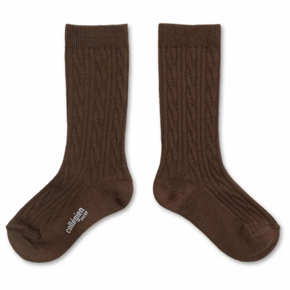Chaussettes Hautes Alix Laine mérinos | Chocolat