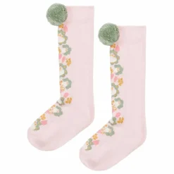 Chaussettes Hautes Chelie Fleurie | Rose pâle