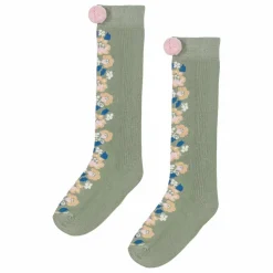 Chaussettes Hautes Chelie Fleurie | Vert amande