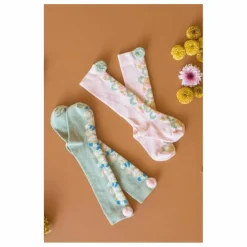 Chaussettes Hautes Chelie Fleurie | Vert amande
