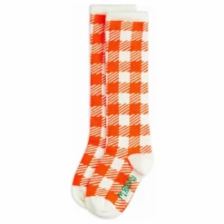 Chaussettes Hautes Gingham Coton Bio | Rouge